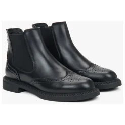 Chelsea Boots^Estro Lave Chelsea-støvler til kvinder i italiensk læder Sort