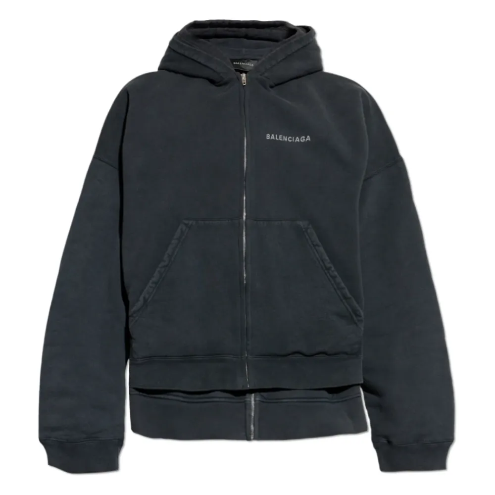 Trøjer^Balenciaga Layered Zip-Up Hoodie Sort