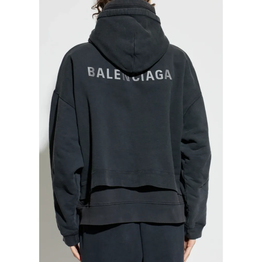 Trøjer^Balenciaga Layered Zip-Up Hoodie Sort
