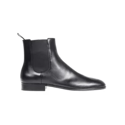 Chelsea Boots^Gianvito Rossi Læder Ankelstøvler med Elastiske Indsatser Sort