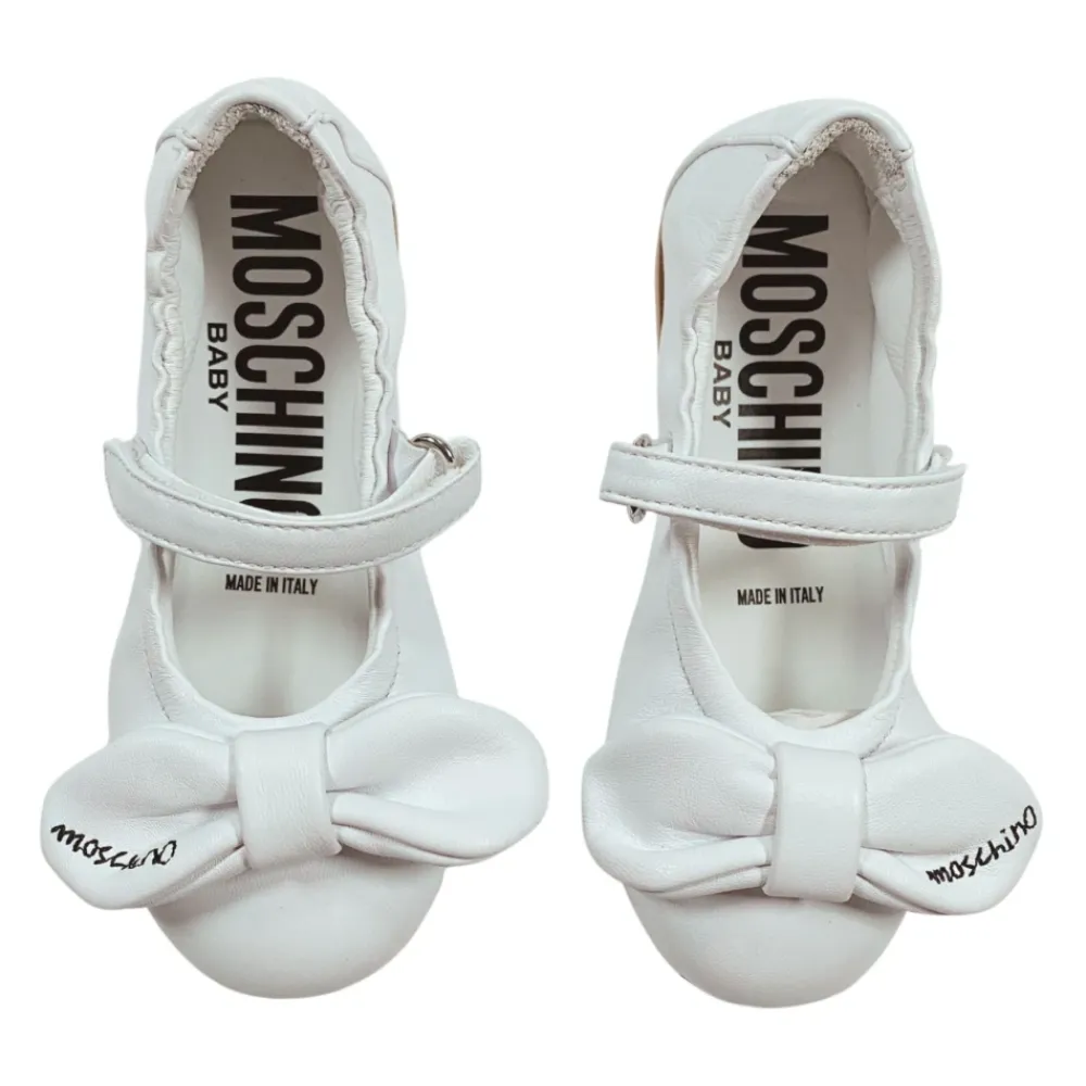 Pæne Sko^Moschino Læder Ballerina Sko Hvid