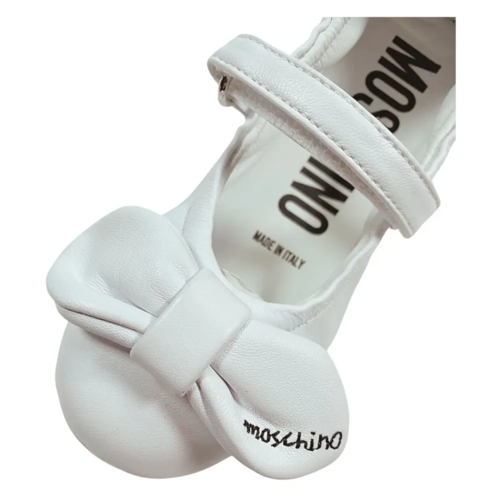 Pæne Sko^Moschino Læder Ballerina Sko Hvid