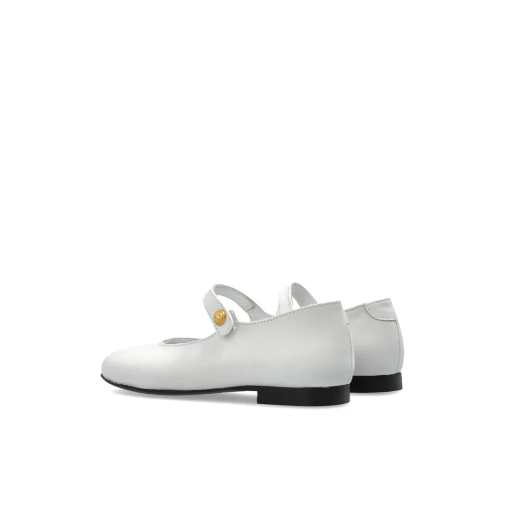 Ballerinasko<Balmain Læder Ballerinaer Hvid