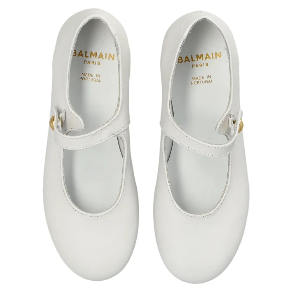 Ballerinasko<Balmain Læder Ballerinaer Hvid