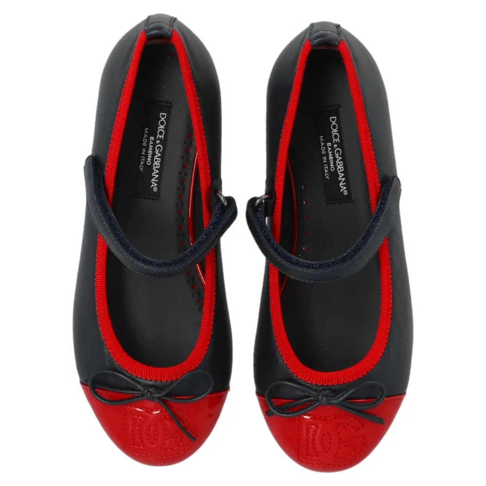 Ballerinasko^Dolce & Gabbana Læder ballerinaer med logo Blå