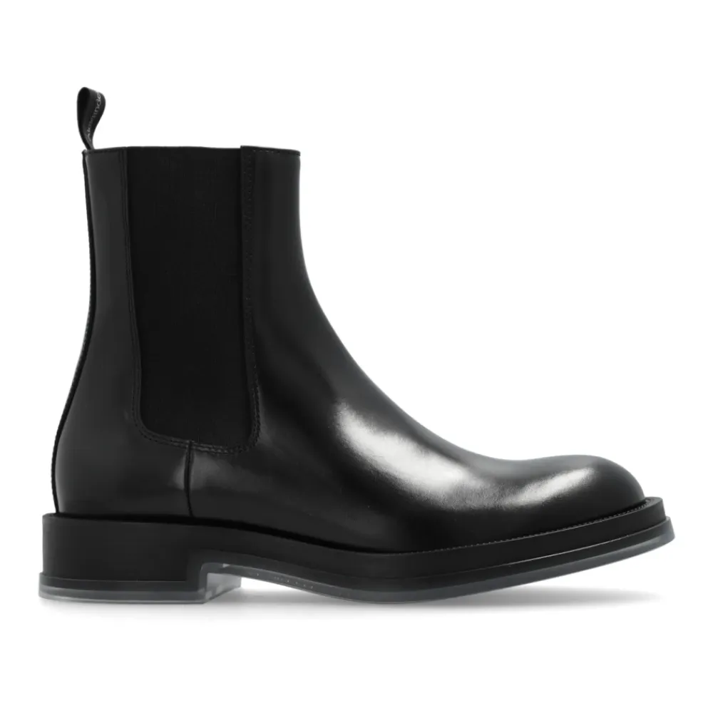 Chelsea Boots|Støvler^Alexander McQueen Læder Chelsea-støvler Sort
