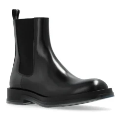 Chelsea Boots|Støvler^Alexander McQueen Læder Chelsea-støvler Sort