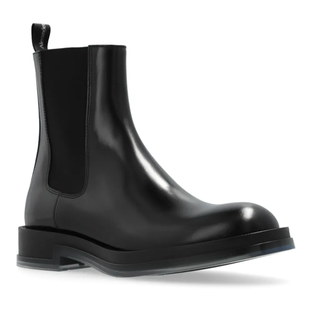 Chelsea Boots|Støvler^Alexander McQueen Læder Chelsea-støvler Sort