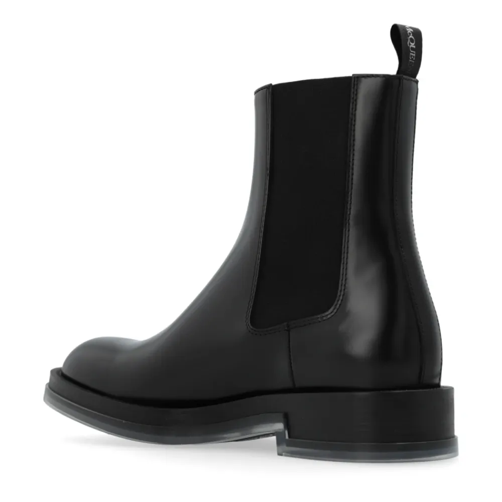 Chelsea Boots|Støvler^Alexander McQueen Læder Chelsea-støvler Sort