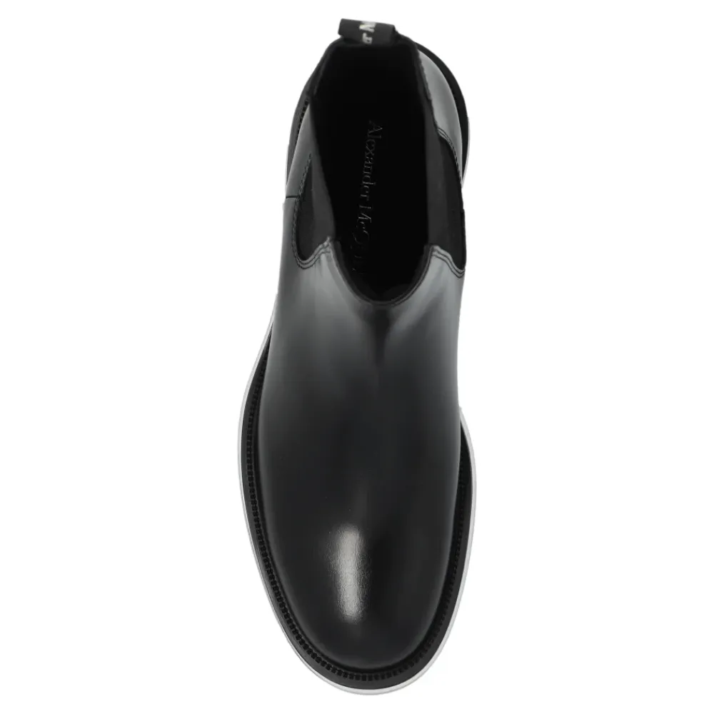 Chelsea Boots|Støvler^Alexander McQueen Læder Chelsea-støvler Sort