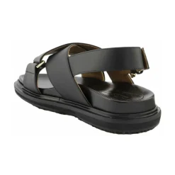 Sandaler^Marni Læder Criss-Cross Flade Sandaler Sort