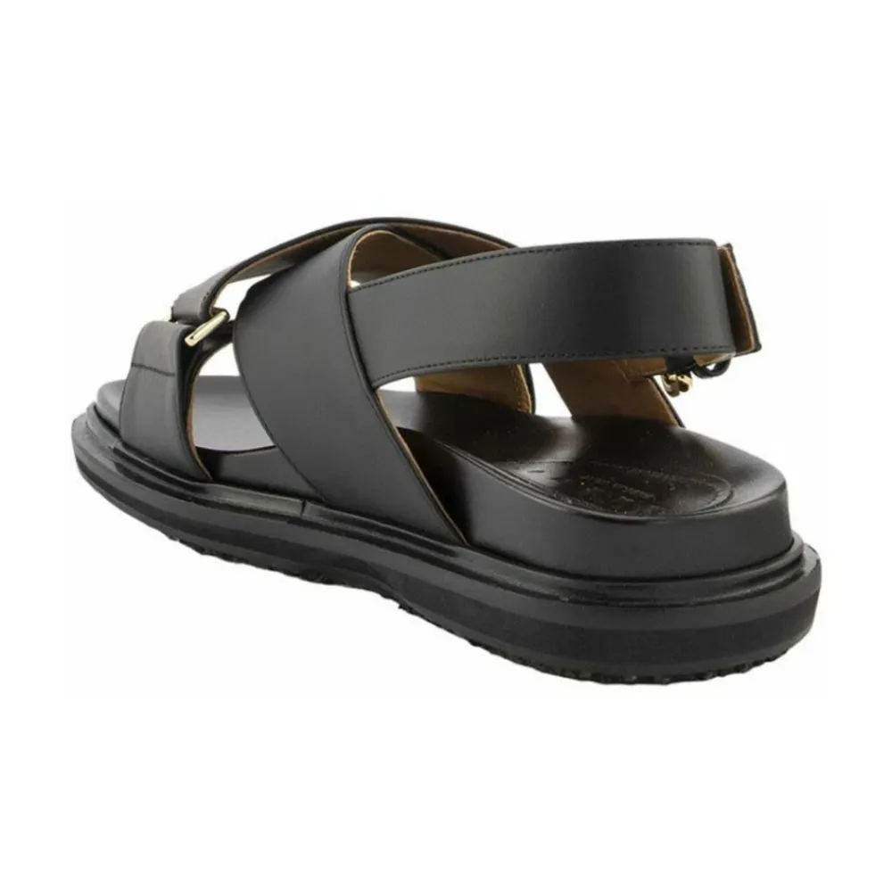 Sandaler^Marni Læder Criss-Cross Flade Sandaler Sort