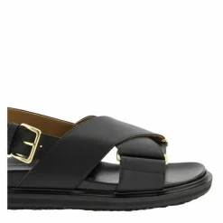 Sandaler^Marni Læder Criss-Cross Flade Sandaler Sort