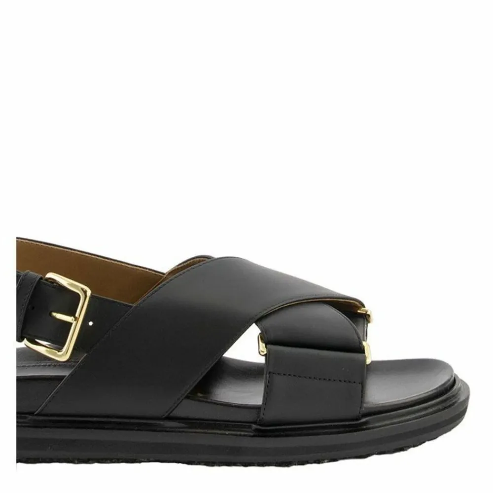Sandaler^Marni Læder Criss-Cross Flade Sandaler Sort