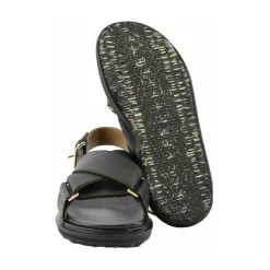 Sandaler^Marni Læder Criss-Cross Flade Sandaler Sort