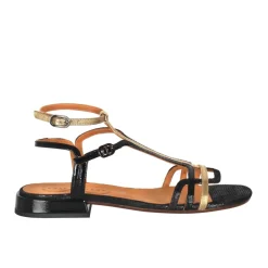 Sandaler^Chie Mihara Læder Flade Sandaler med Ankelrem Sort