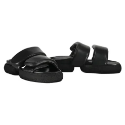 Sandaler<Dries Van Noten Læder Gummisandaler med Velcrorem Sort