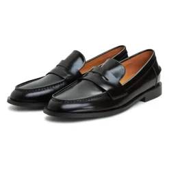 Loafers^Cesare Gaspari Læder Loafers med Blokhæl - Patent Sort