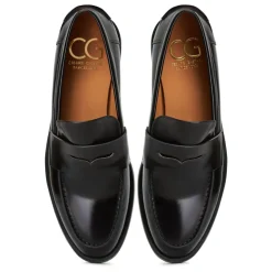 Loafers^Cesare Gaspari Læder Loafers med Blokhæl - Patent Sort