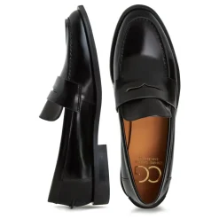 Loafers^Cesare Gaspari Læder Loafers med Blokhæl - Patent Sort