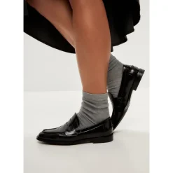 Loafers^Cesare Gaspari Læder Loafers med Blokhæl - Patent Sort