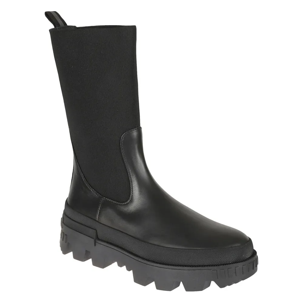 Chelsea Boots^Moncler Læder Logo Støvler Sort