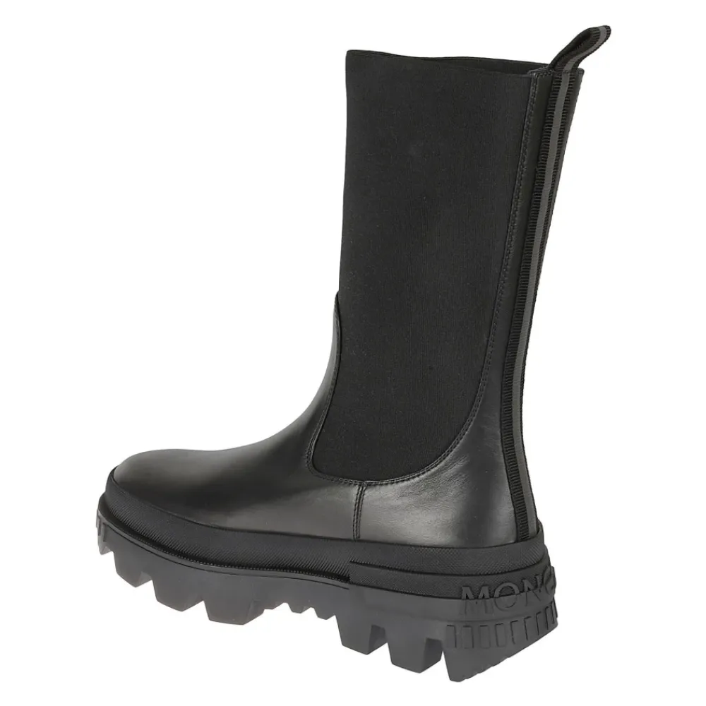 Chelsea Boots^Moncler Læder Logo Støvler Sort
