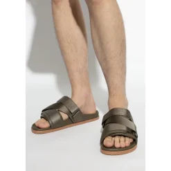 Sandaler<Moncler Læder slides Grøn