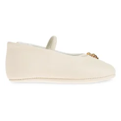Ballerinasko<Versace Læderballerinaer Beige