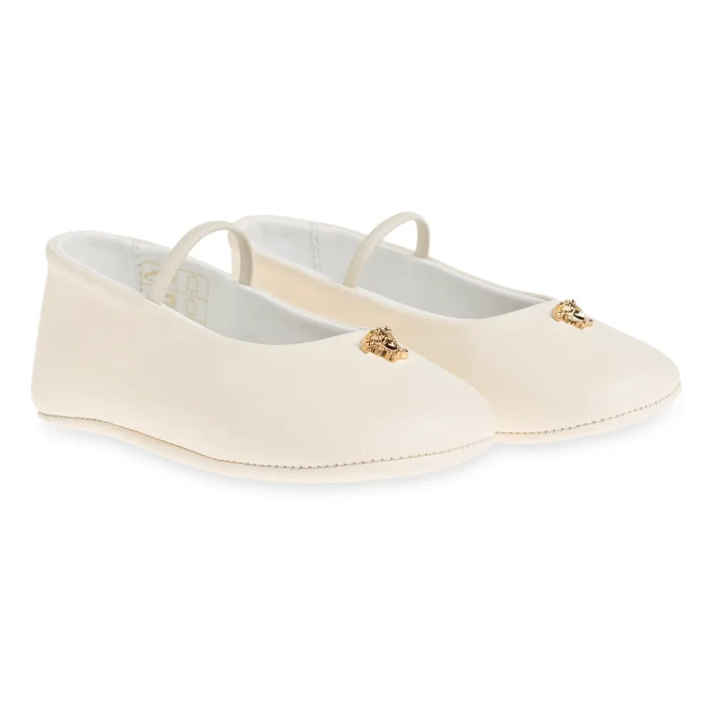 Ballerinasko<Versace Læderballerinaer Beige