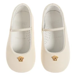 Ballerinasko<Versace Læderballerinaer Beige