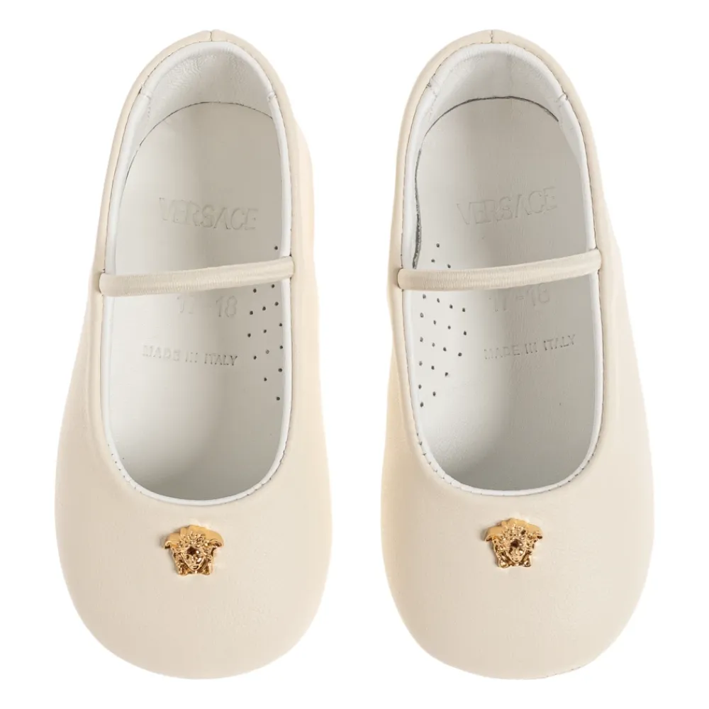 Ballerinasko<Versace Læderballerinaer Beige