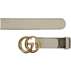 Bælter<Gucci Læderbælte med GG-logo Beige