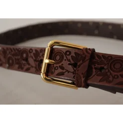 Bælter<Dolce & Gabbana Læderbælte med indgraveret spænde Brun