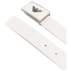 Bælter & Seler^Armani Læderbælte med Logo Spænde Hvid