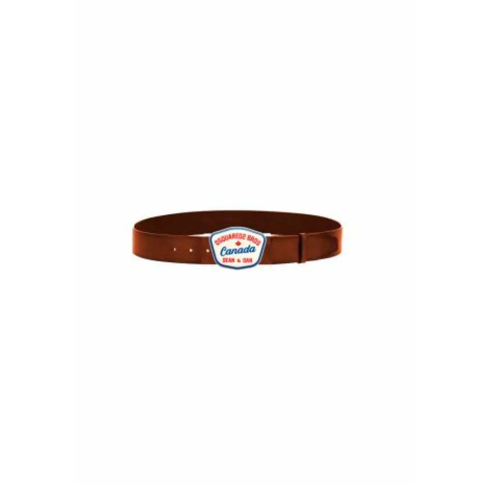 Bælter & Seler^Dsquared2 Læderbælte med logo-spænde Brun