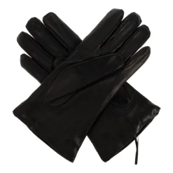 Handsker|Handsker<Moschino Læderhandsker med trykt logo Sort