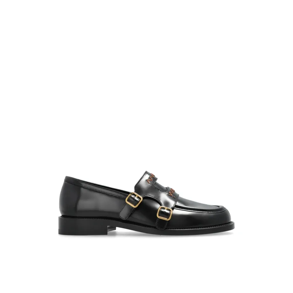 Loafers<Marni Læderloafers Sort