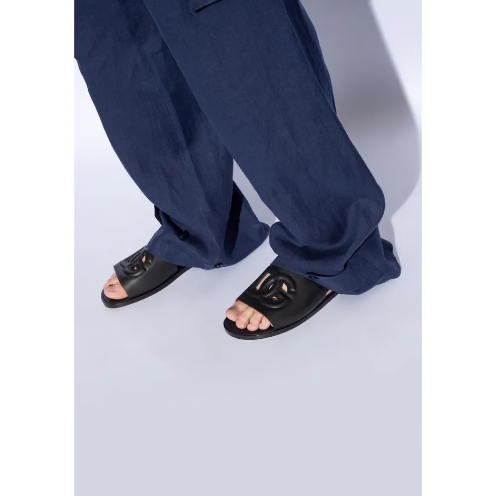 Sandaler<Dolce & Gabbana Lædersandaler Sort