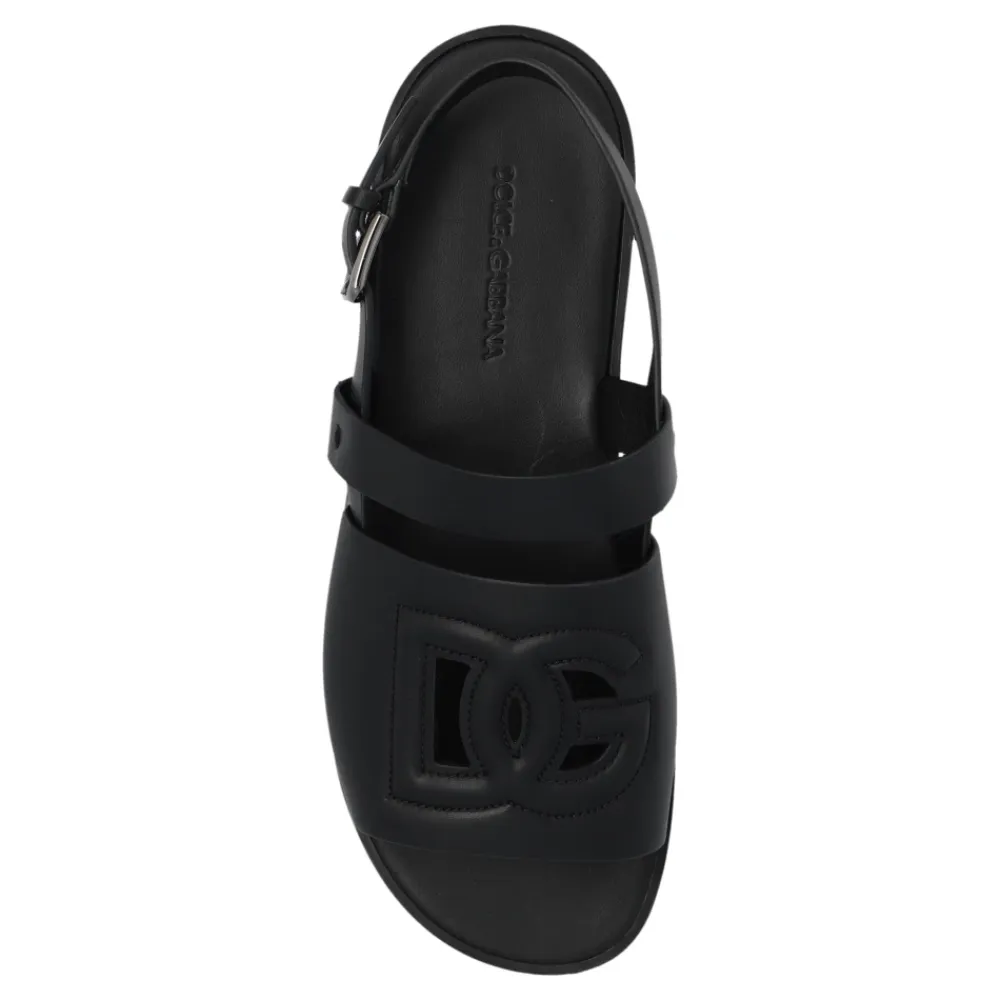Sandaler<Dolce & Gabbana Lædersandaler Sort