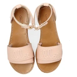 Sandaler<Chloé Lædersandaler med broderet logo Pink