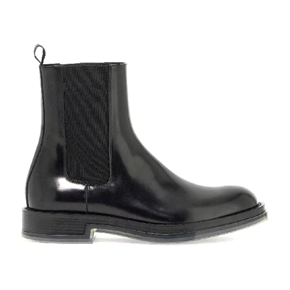 Chelsea Boots<Alexander McQueen Læderstøvle Sort