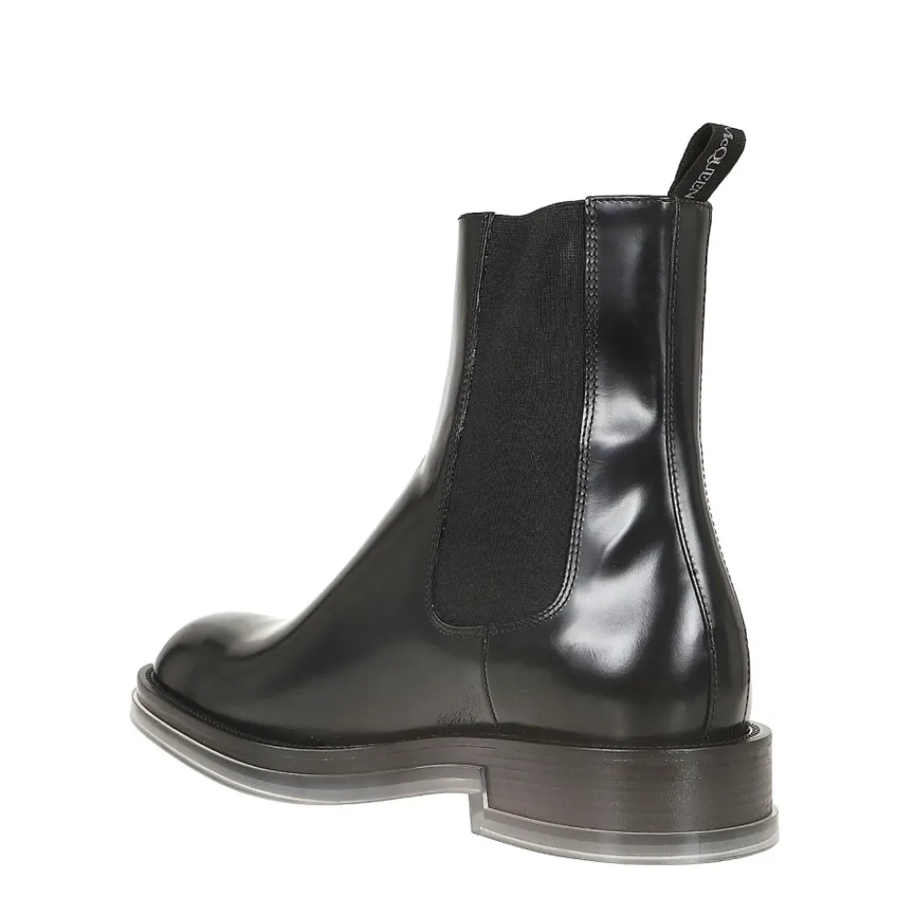 Chelsea Boots<Alexander McQueen Læderstøvle Sort