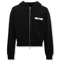Trøjer<Jacquemus Le hoodie Gros Grain zippé Sort