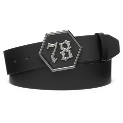 Bælter<Philipp Plein Leather Belt Gothic Plein Sort