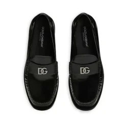 Loafers^Dolce & Gabbana Leather Logo Slip-On Loafers Sort