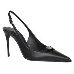 Pumps|Stiletter<Dolce & Gabbana Leather Pump With Metal DG Logo Sort