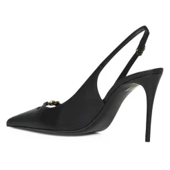 Pumps|Stiletter<Dolce & Gabbana Leather Pump With Metal DG Logo Sort