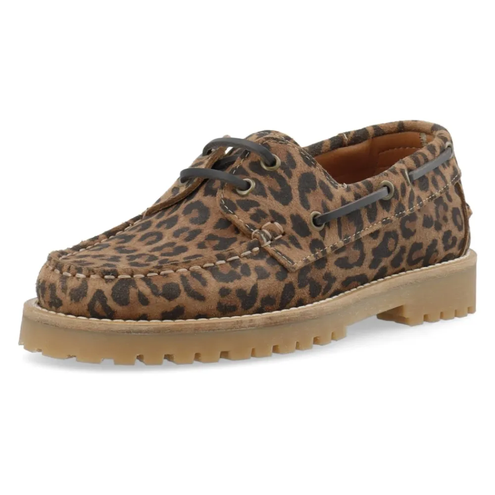 Loafers^Cashott LENA Bådsko Ruskind Leopard Print Brun