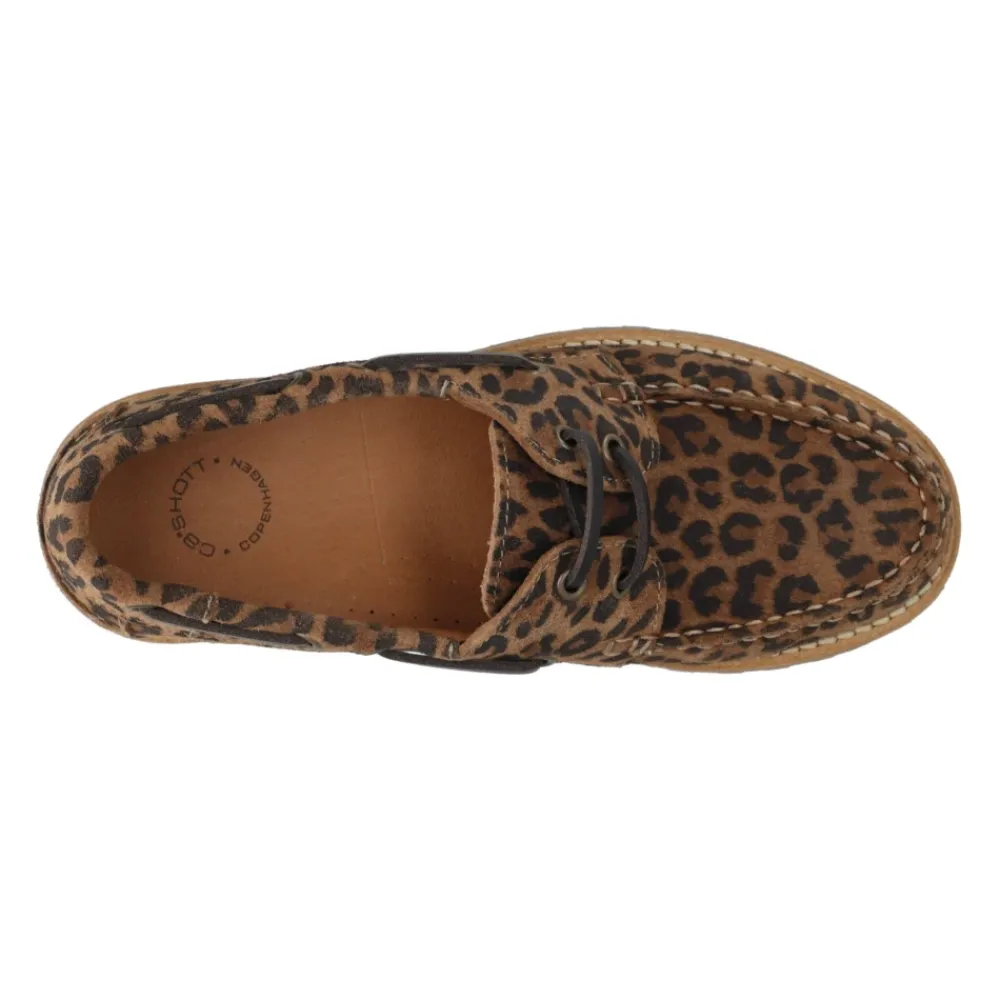Loafers^Cashott LENA Bådsko Ruskind Leopard Print Brun